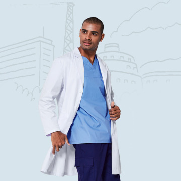 Plus Size Lab Coats Physician Medical Coat Doctor Robe Hospital Workwear Uniform Long Sleeve Tall Long Classic Fit 40