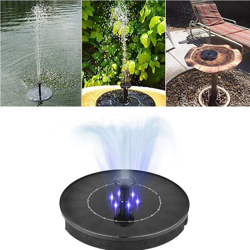 Dropshipping Solar Fountain With 6 LEDs Light 9V 2W Outdoor Solar Garden Water Fountain Pump For Landscape Pool Pond Decoration