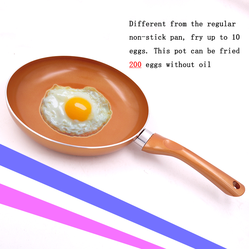 Master Star 2019 100% Non-stick Copper Frying Pan Ceramic Coating Fry Pan&Glass Lid Skillet Induction Cooking Pan