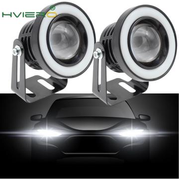 2Pcs Angel Eyes COB LED Auto Fog Lights 64mm 76mm 89mm Auto Universal Daytime Running Light White Red Blue Headlight 30W DC 12V