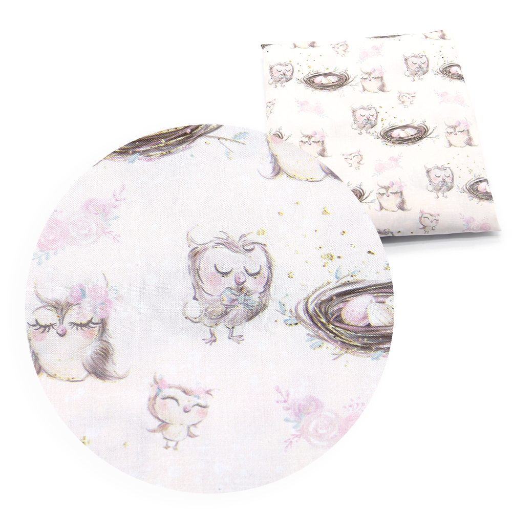 50*145cm Owl Printed Polyester Cotton Fabric,DIY Handmade Materials Sewing Kids Home Textile Decor,1Yc9122
