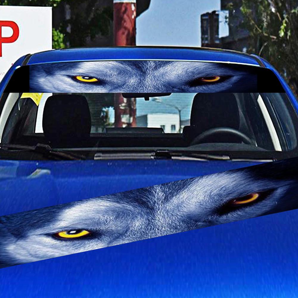 Car Front Windshield Sticker Rear Auto 3D Sunshade Stickers Terrorist Decor Front File Wolf Cat Eyes Sticker Decorative 130*21cm