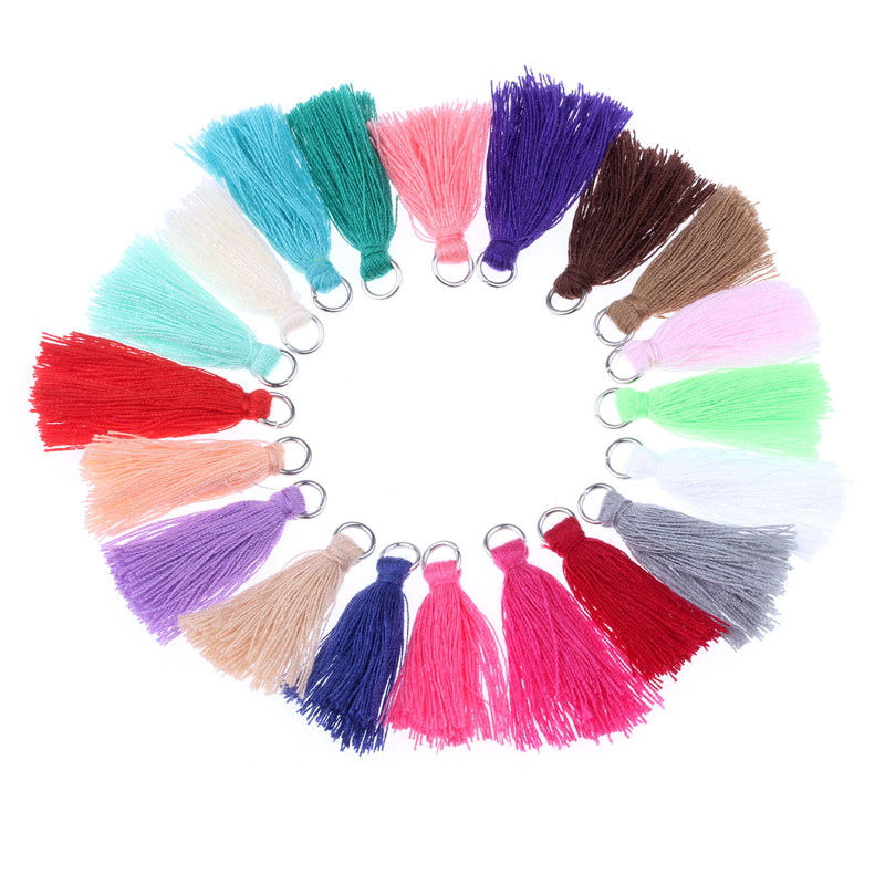 50Pcs Color Mini Tassel Fringe DIY Handmade Material Cotton Cord Tassel Trim Garments Curtains Decorative Tassels Lace Ribbon