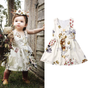 New Arrivels Toddler Kids Baby Girls Floral Dress Summer Casual Princess Party Tutu Dresses 0-5T