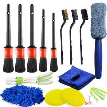 14/10/5 Pcs Car Detailing Brush Cleaning Gloves Dirt Dust Clean Brushes For Auto Interior Exterior Leather Air Vents Wheel Wash