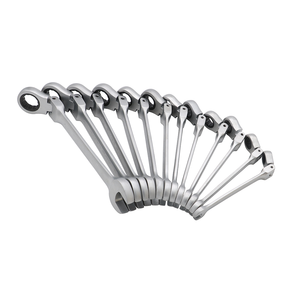 8-19mm 12PCS Ratchet Wrench Set Flexible Head Ratcheting Spanners Set of Keys 72Teeth with Roll-up Storage Pouch