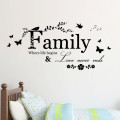 % Family where life begins love nevev ends quote wall stickers flower butterfly bird vinyl home decoration bedroom living room