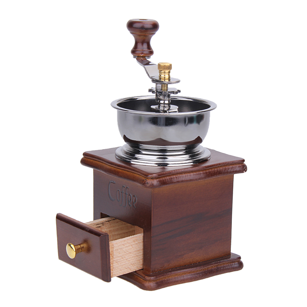 2020 new Wooden Coffee Grinder Delicate Shape Coffee Bean Grinder Manual Coffee Grinder Stainless Steel Retro Coffee Spice Mini