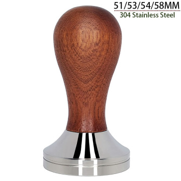 IYouNice 304 Stainless Steel Coffee Tamper Mat Red Sandalwood Handle Coffee Powder Hammer 51/53/58mm Cafe Accessories
