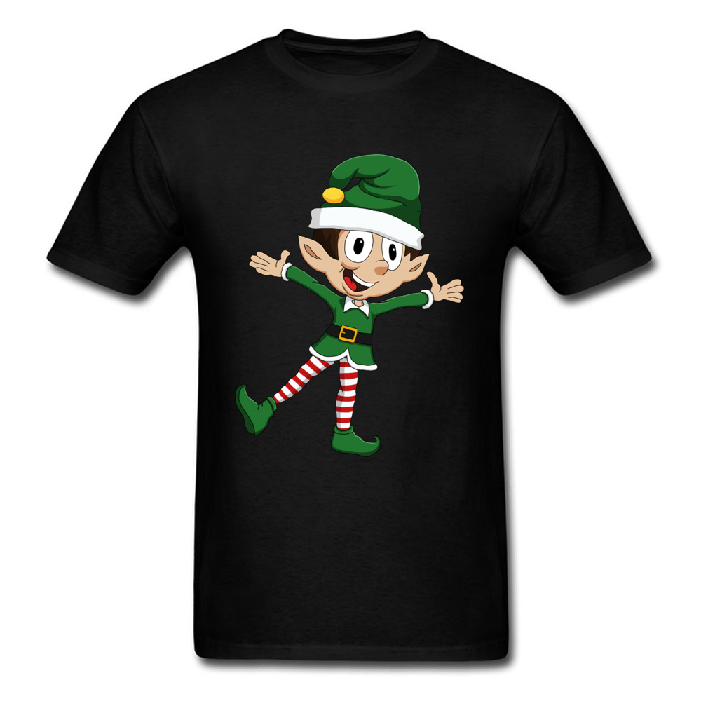 Christmas Elf Tshirts Funny T-shirt For Man Cool Black T Shirt Cartoon Tops Tees Teen Cotton Clothes 100% Cotton Fabric