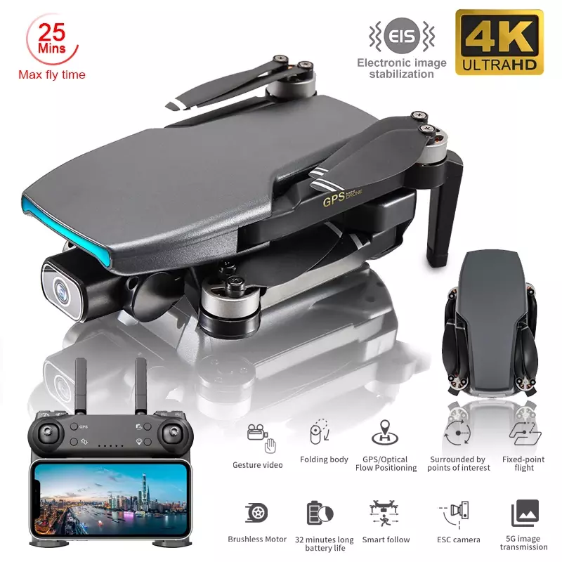 L108 Gps Drone With HD 4K Camera Professional 1000m Image Transmission Brushless Motor RC Foldable Quadcopter Kid Gift