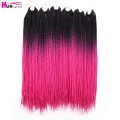 24" Box Braids Crochet Hair Ombre Synthetic Braiding Hair Extensions Heat Resistant Fiber 24 Roots/pack Pink Blue Hair Expo City