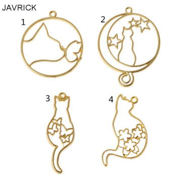 5Pcs Cute Cat Dog Hollow Frames Pendants Bezels Setting Resin Jewelry Making