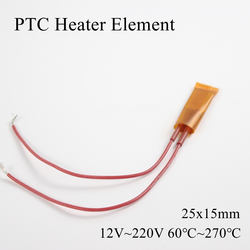 25x15mm 12V 24V 110V 220V PTC Heater Element Constant Thermostat Insulated Thermistor Ceramic Air Heating Chip Tube Film 25*15mm