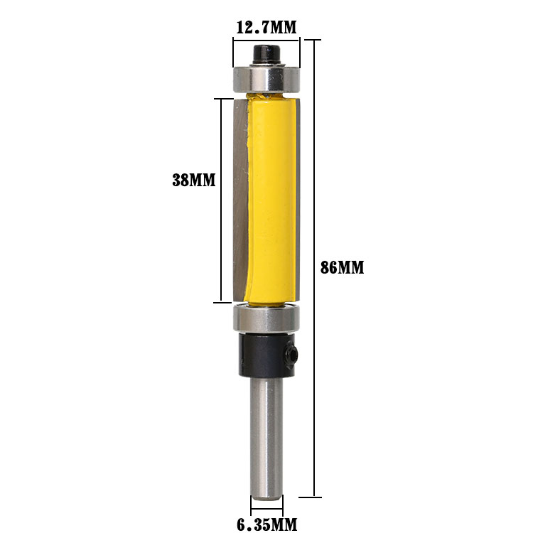 1Pc 1/4" Shank Template/Trim Router Bit, with 2" Long Routing Cutters. Features: top & bottom ball bearings Woodworking Tool