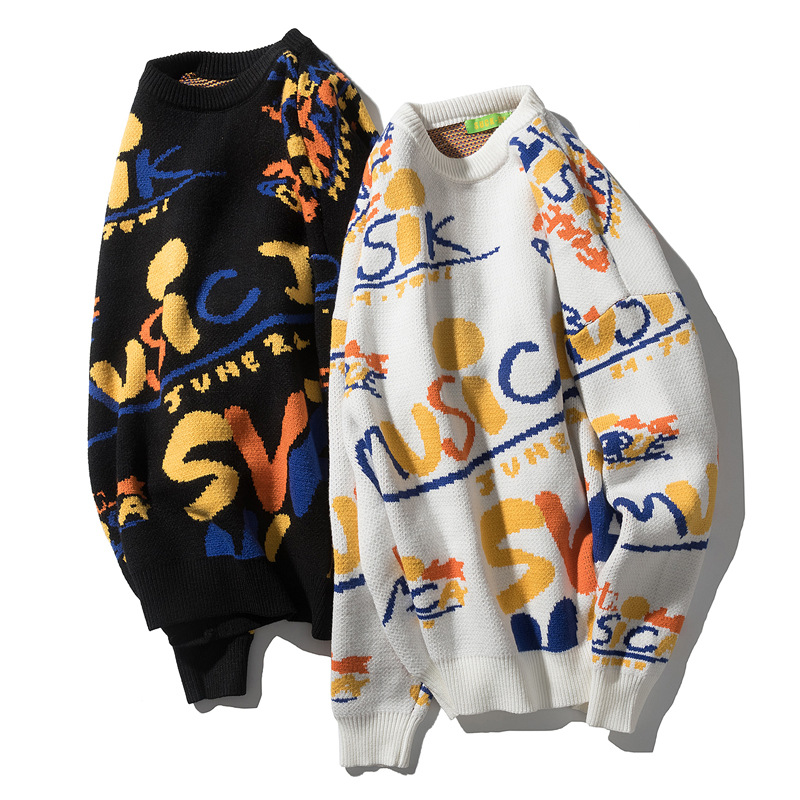 Streetwear Oversized Sweaters Men 2020 New Letter Print Hip Hop Pullover Sweater Men Winter Harajuka Knitted Sweater Outerwear