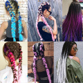 Long Kanekalon Jumbo Synthetic Braiding Hair Ombre Braid Hair Extensions Rainbow Pink Blonde Purple Crochet Braid MUMUPI