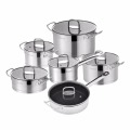 Velaze Cookware Set 12 Piece Stainless Steel Kitchen Cooking Pot&Pan Sets, Induction,Saucepan,Casserole,with Tempered Glass lid