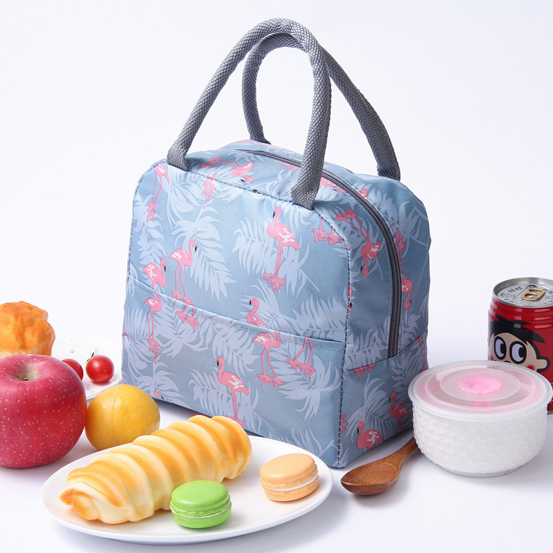 Animal Print Waterproof Nylon Portable Zipper Lunch Bag Women Student Lunch Box Thermo Bag Office School Picnic Cooler Bag Bolso