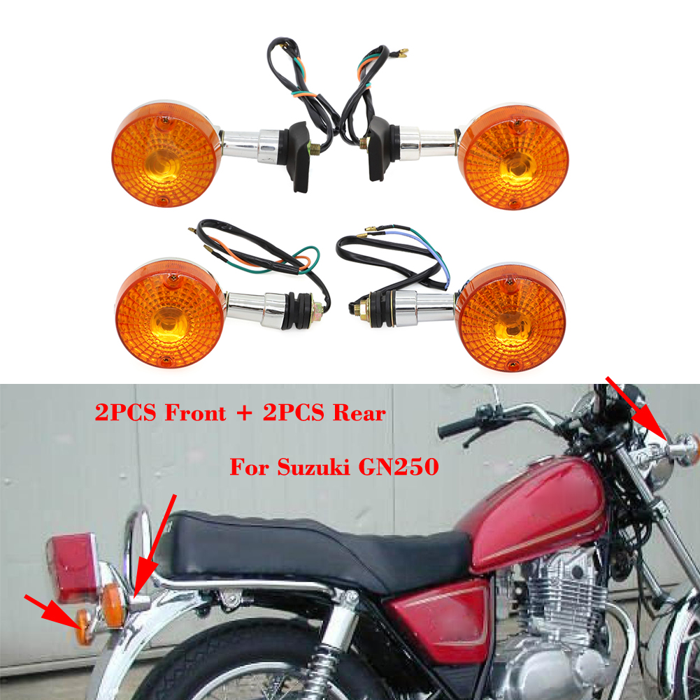 Motorcycle Front and Rear Turn Signal Lights Lamp Indicators For Suzuki GN250 GN 250