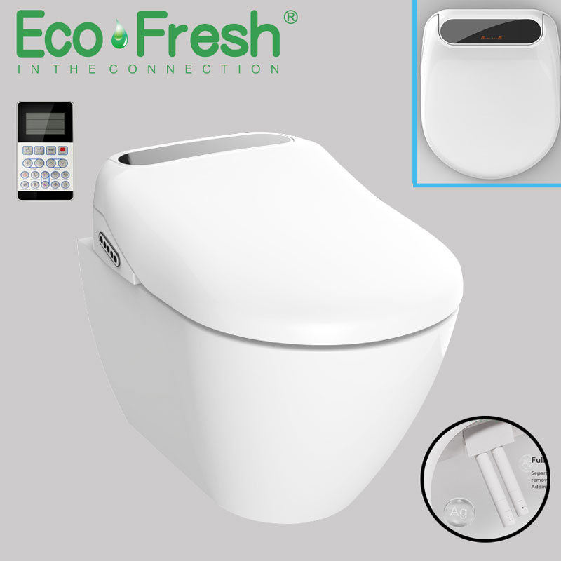 Ecofresh bathroom smart toilet seat cover electronic bidet clean dry seat heating wc gold intelligent led light toilet seat