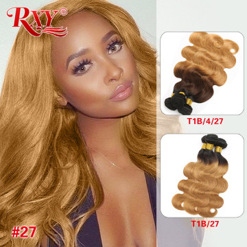 RXY Body Wave Hair Bundles Brazilian Hair Ombre Bundles Honey Blonde Bundles #1B/4/27 Human Hair Weave Bundles Remy Human Hair