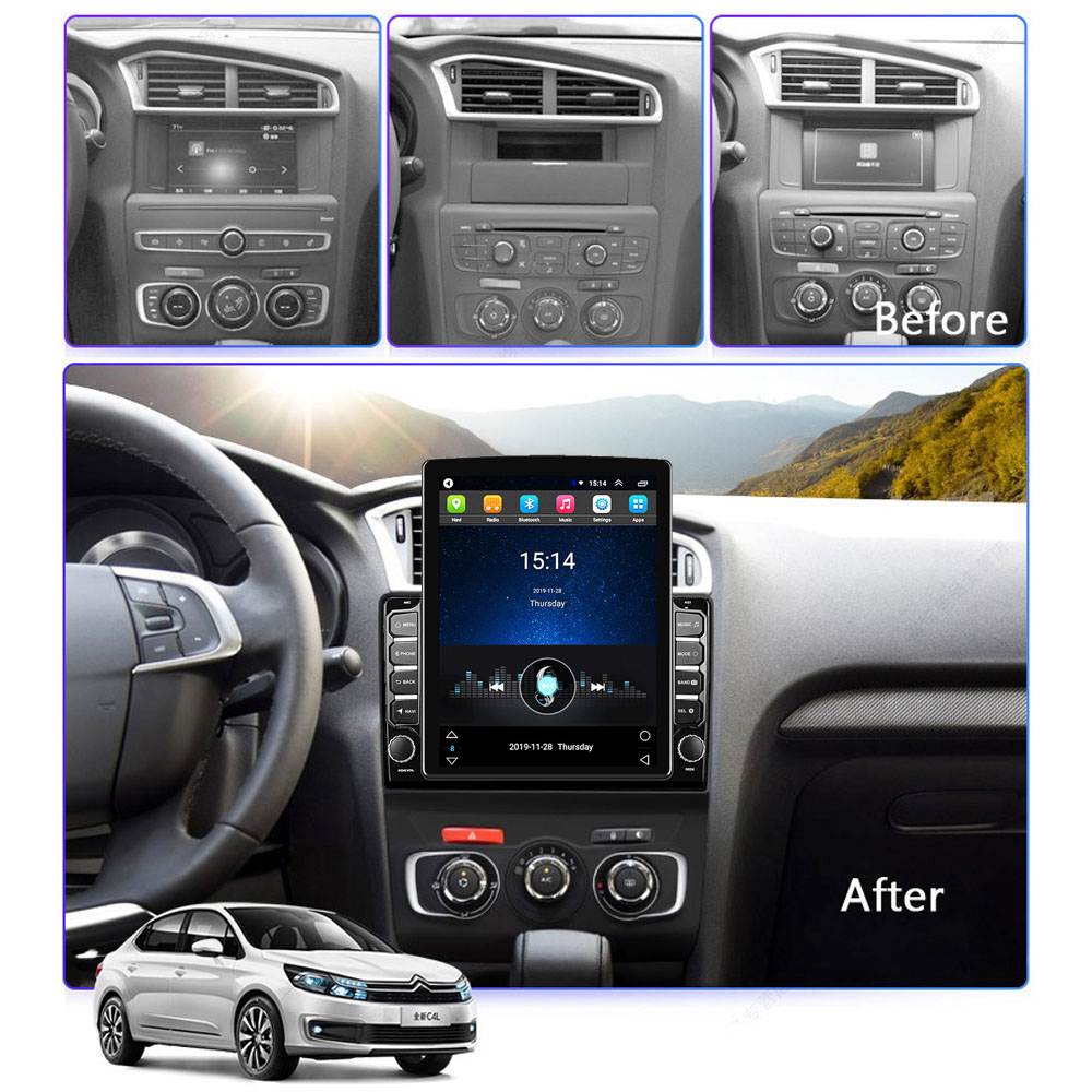 For Citroen C4 C4L 2013- 2017 Autoradio 2 Din Android Car Radio Multimedia Player 9.7" Tesla Screen GPS WIFI Auto Stereos