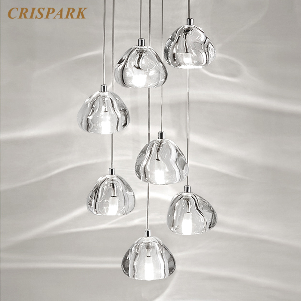 Contemporary Crystal Chandelier Light G4 Nordic Crystal Pendant Hanging Lamp for Kitchen Island Bedside Staircase Loft Villa