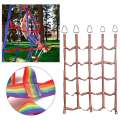 145x185cm Outdoor Children Climbing Net Rainbow Ribbon Net Physical Training Climbing Net Child Playground Swing Hanging Step