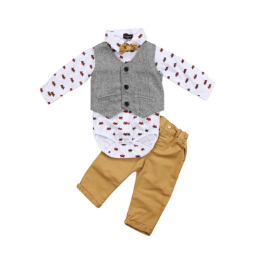 2019 autumn winter baby Boys clothes cotton shirt vest pants kids 4pcs suit baby boy clothing sets infant fall clothing set