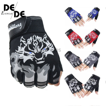 New Sport Gloves for Kids Semi-finger Wolf Print Glove Children Mittens Anti-slip Boys Girl Fingerless Gloves for Kid Women Men
