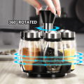 Rotating Stainless Steel Glass Spice Jars Set Salt Pepper Spray Seasoning Jars Sets for Spices Kitchen Cooking Tools 7Pcs/Set