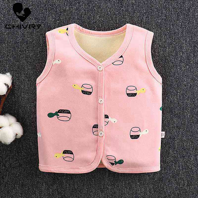 New 2020 Autumn Winter Boys Girls Sleeveless Wool Vest Jacket Cartoon Print Coat Kids Warm Cashmere Fur Vest Outwear Clothes