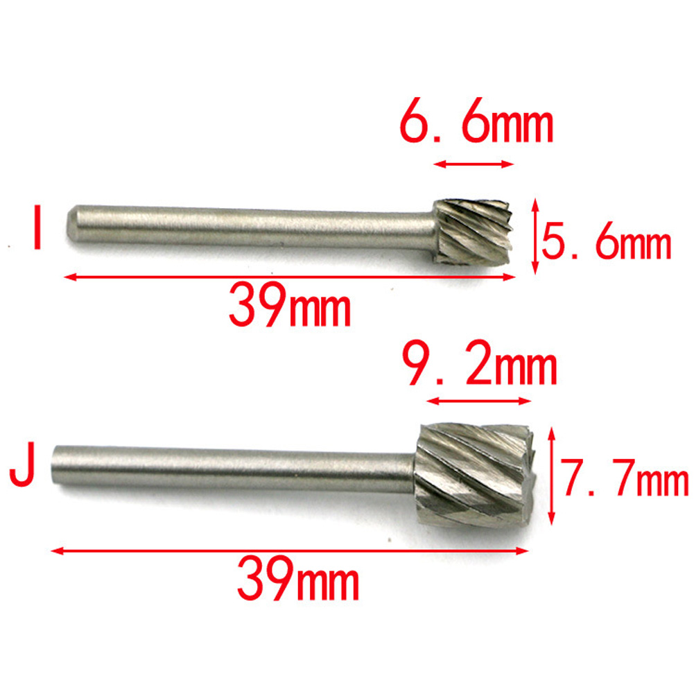 10pcs Carbide Burrs Round HSS Rotary Burr Drill Bits Set Woodworking Wood Carving Chamfering Engraving File Rasp Cutter Tool