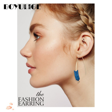 BOYULIGE New Geometry Creative Texture Arrow Ore Flakes Dangle Earring Fashion Korean Earrings For Woman Fringe Jewelry Bohemian