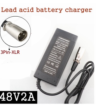 48V 2A 3Pin XLR Plug Lead Acid Battery Charger For 57.6V Electric Bicycle Scooters Motorcycle