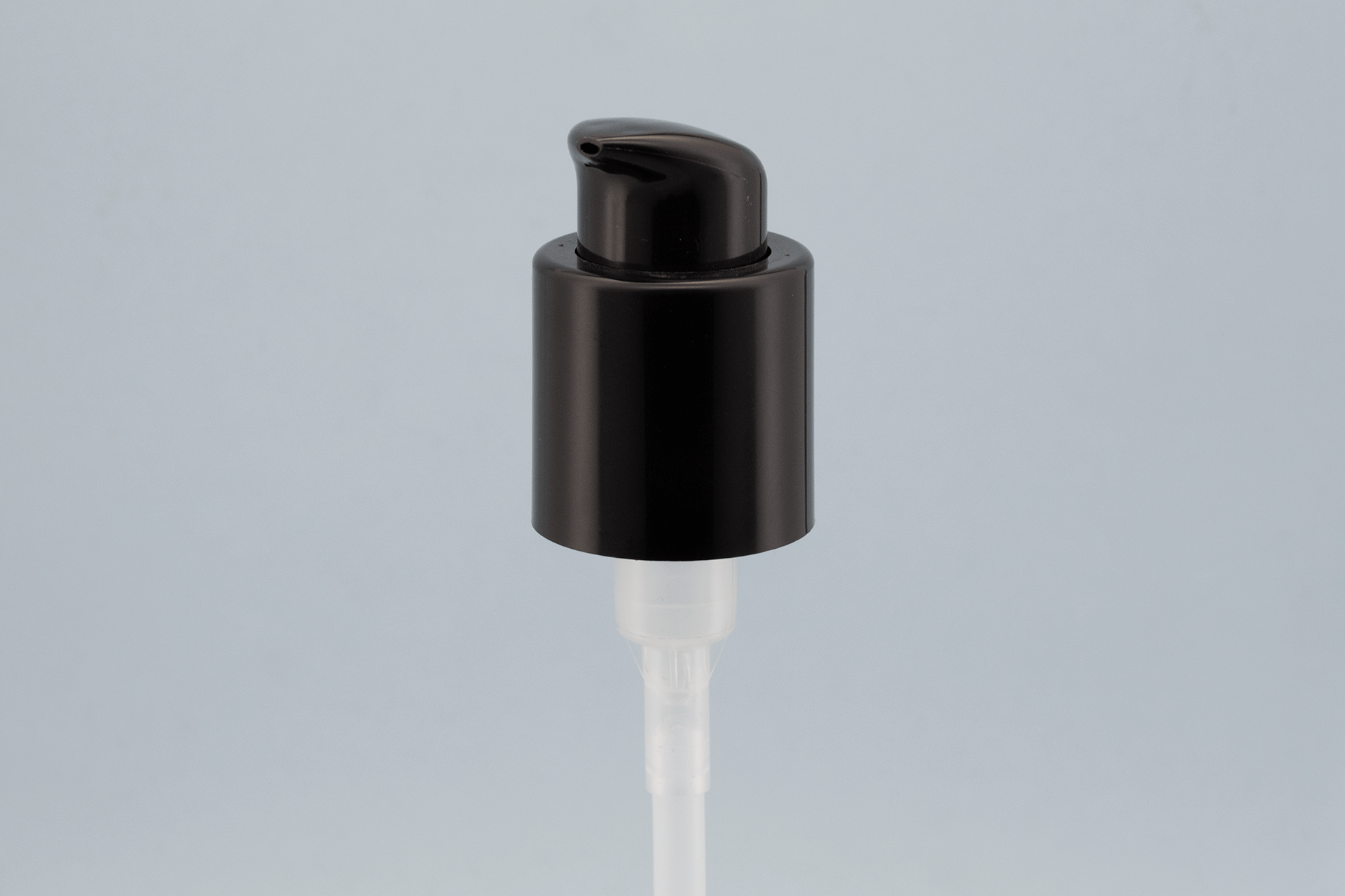 28/410 Glossy Black Lotion Pump with Clear Overcap