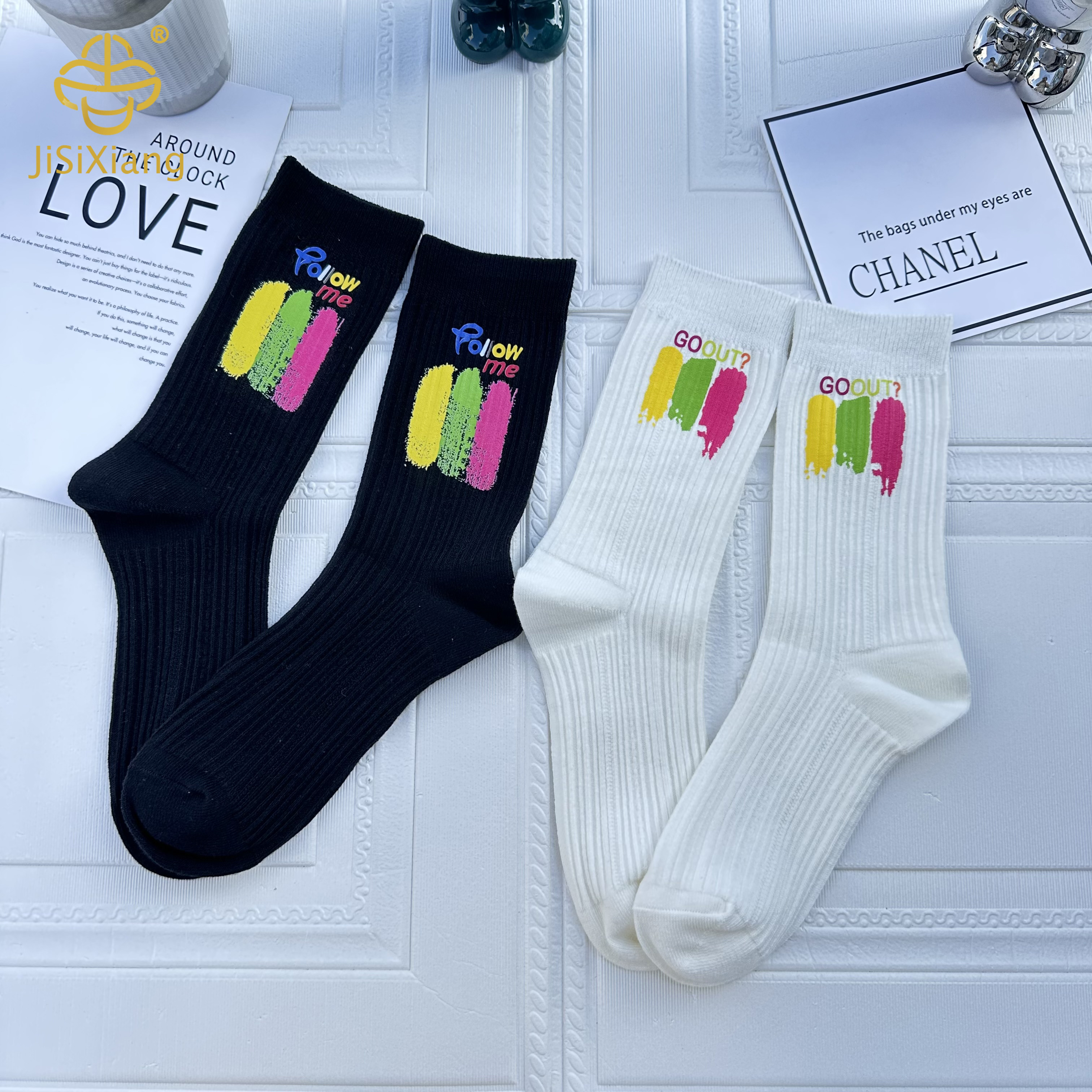 Splashing ink color tube socks