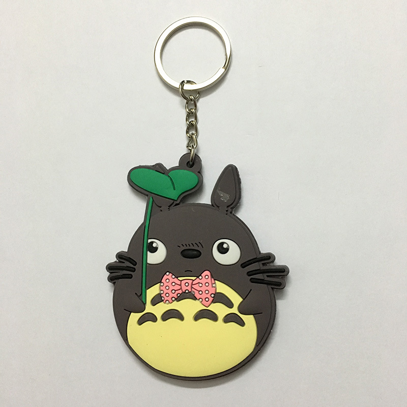 Miyazaki Hayao Anime Totoro Keychains Cute Spirited Away No Face Man Soft Plastic Key Chain Kids Gift Key Chains Bag Pendant