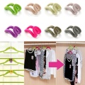 10PCS/Lot Cloth Hanger Hook Mini Flocking Clothes Hanger Easy Hook Closet Organizer Holder Random Color