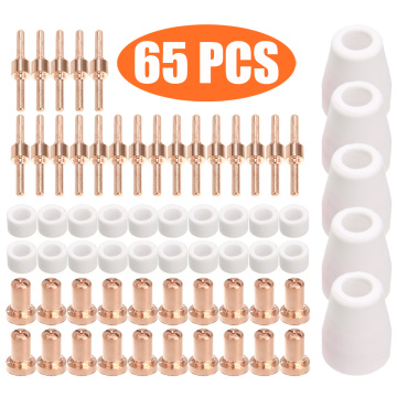 65Pcs Plasma Cutter Tip Electrodes & Nozzles Kit Consumable Accessories For PT31 CUT 30 40 50 Plasma Cutter Welding Tools