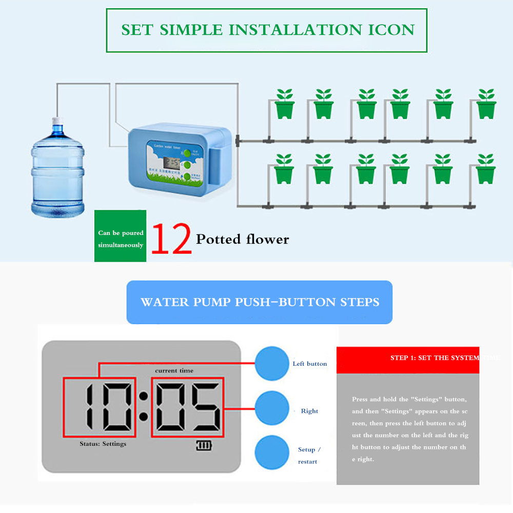 Automatic Micro Home Drip Irrigation Pump Watering Kit System Sprinkler With Smart Controller For Garden,Potted Plant Indoor Use