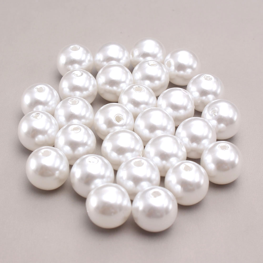 MHS.SUN A63 4MM-30MM With hole white imitation pearls beads loose Abs round beads for diy necklace making garment decoration