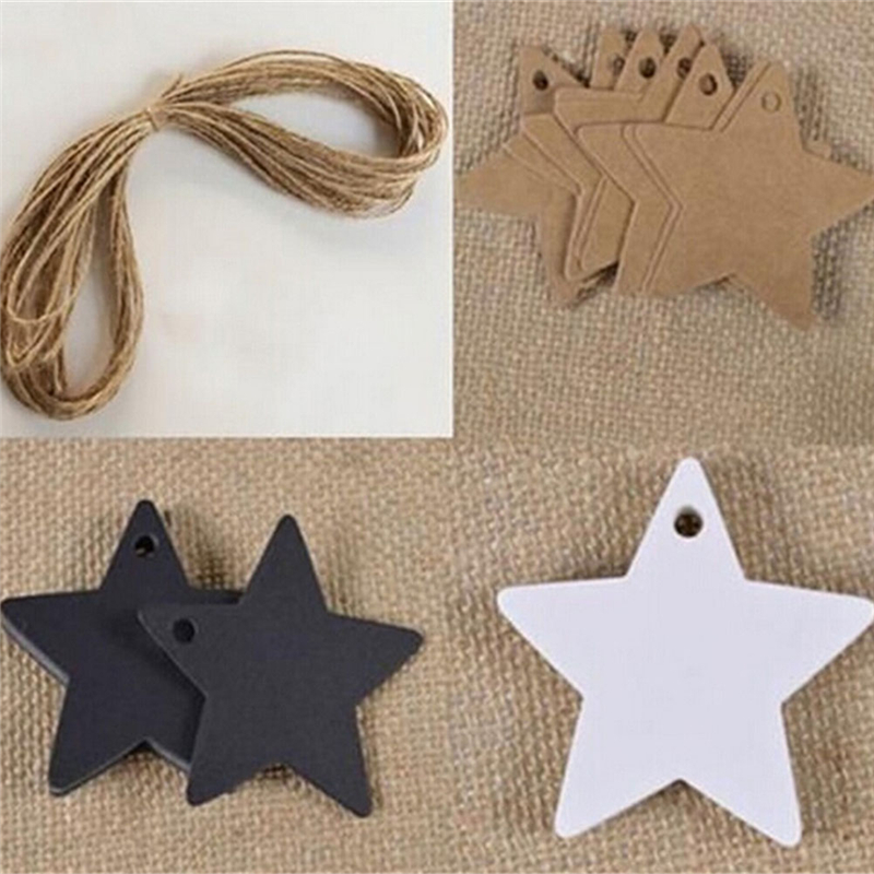 100Pc/lot Black Star Kraft Paper Label Price Tags Wedding Christmas Halloween Party Favor Gift Card Luggage Tag Packaging Labels