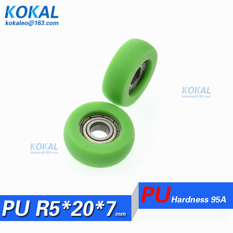 [PUR0520-7]1PCS 625zz 625 low niose sliding window door upper roller wheel coated with PVC TPU soft rubber bearing wheel 5X20X7