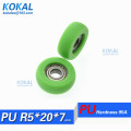 [PUR0520-7]1PCS 625zz 625 low niose sliding window door upper roller wheel coated with PVC TPU soft rubber bearing wheel 5X20X7