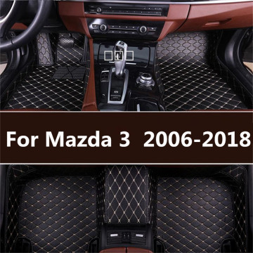 leather car floor mats for Mazda 3 2007-2016 2017 2018 Custom foot Pads automobile carpet car covers