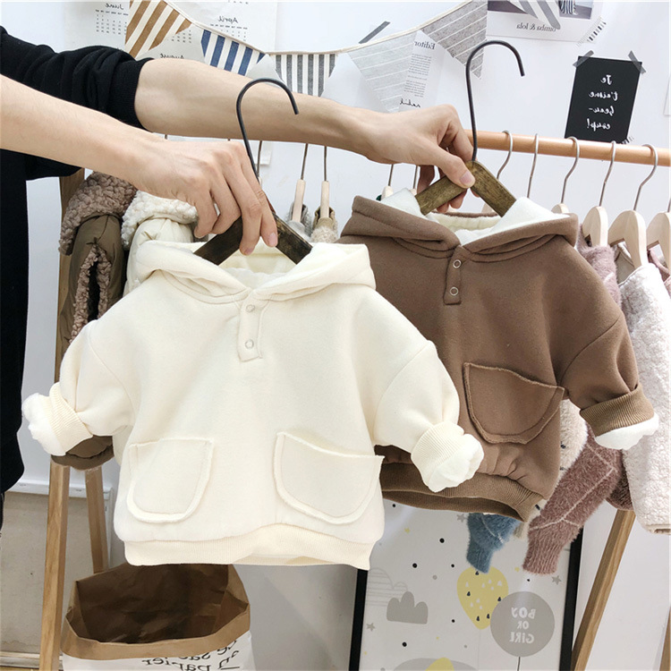 Children's Sweatshirt Boys and Girls Hoodies Pullovers Tops 2019 Autumn Winter New Baby Velvet Thick Casual Coats Outwear Tops