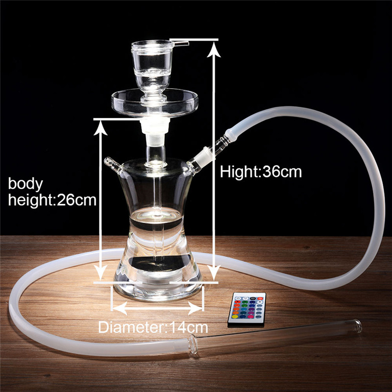 Russian Style Glass Shisha Big Vapor Hookah Box Chicha Narguile Smoking Water Pipe With LED Light Hose Bowl Hookah Accessories