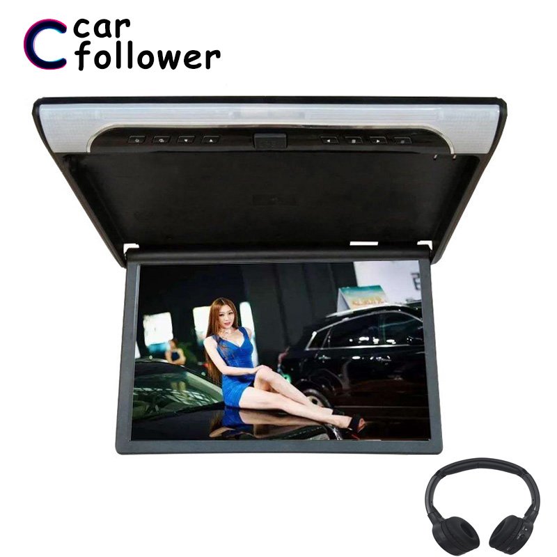 19 Inch Monitor HD 1080P Ceiling TV For Car Flip Down Mount Monitor MP5 Player Support USB/SD/HDMI/Sperker/IR/FM Transmitter
